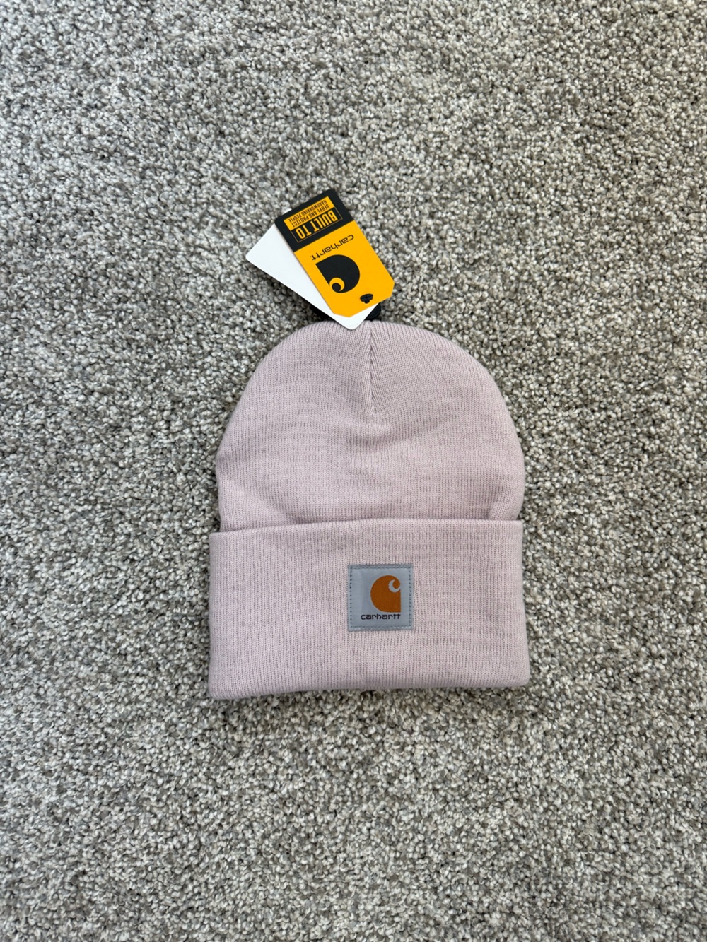 Carhartt Light Pink Cuffed Beanie with Logo Patch